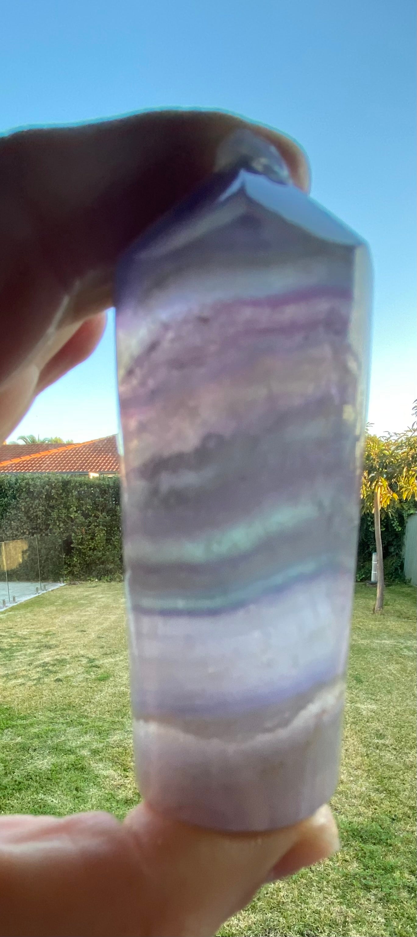 Colourful fluorite crystal tower point generator 7.5cm 132 grams Ryde Sydney Australia