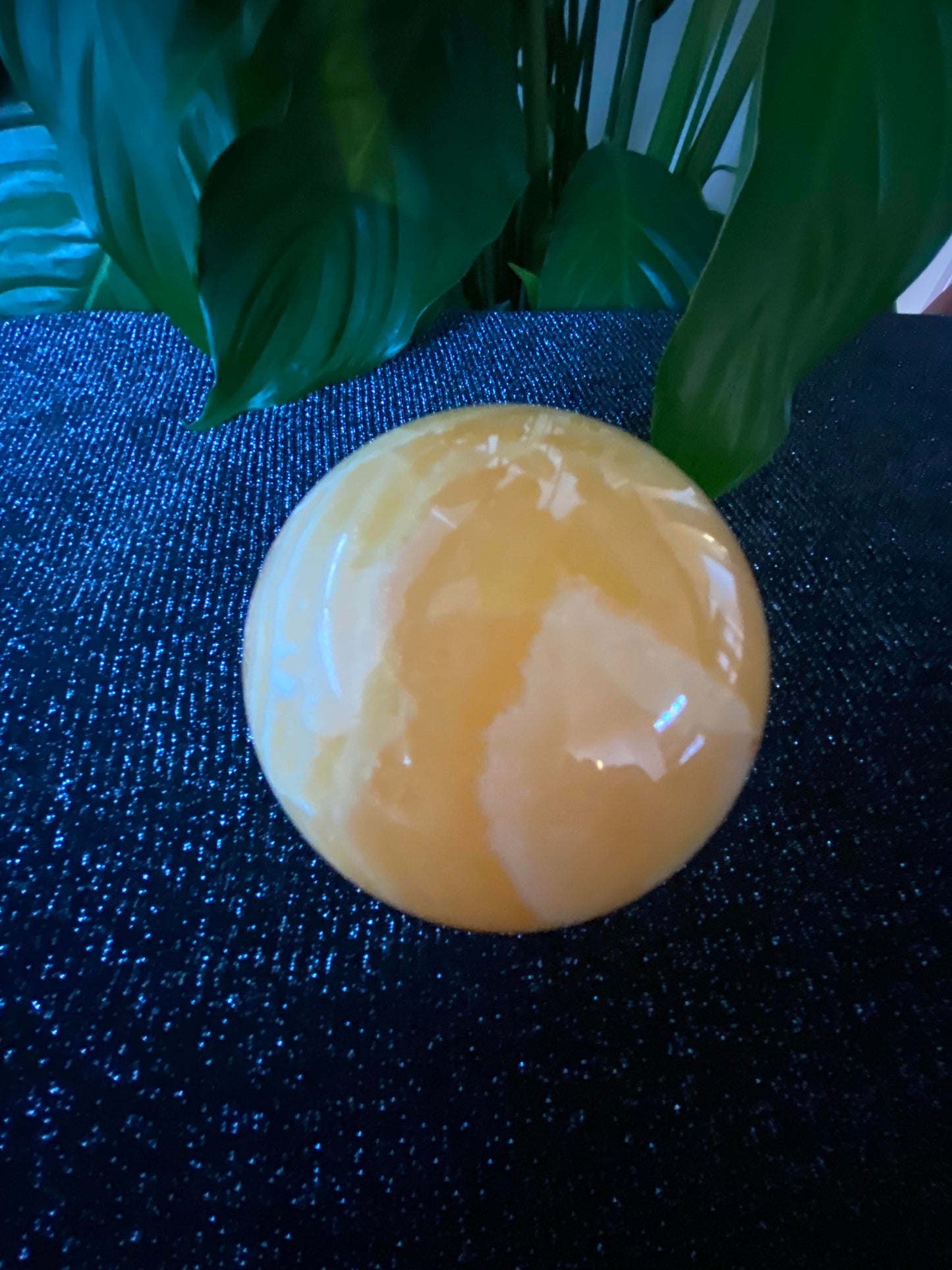 Orange Honey Calcite banded sphere - 455 grams - 7.0cm Feng Shui Crystal shop business rock Ryde Sydney Australia mineral sedimentary healing