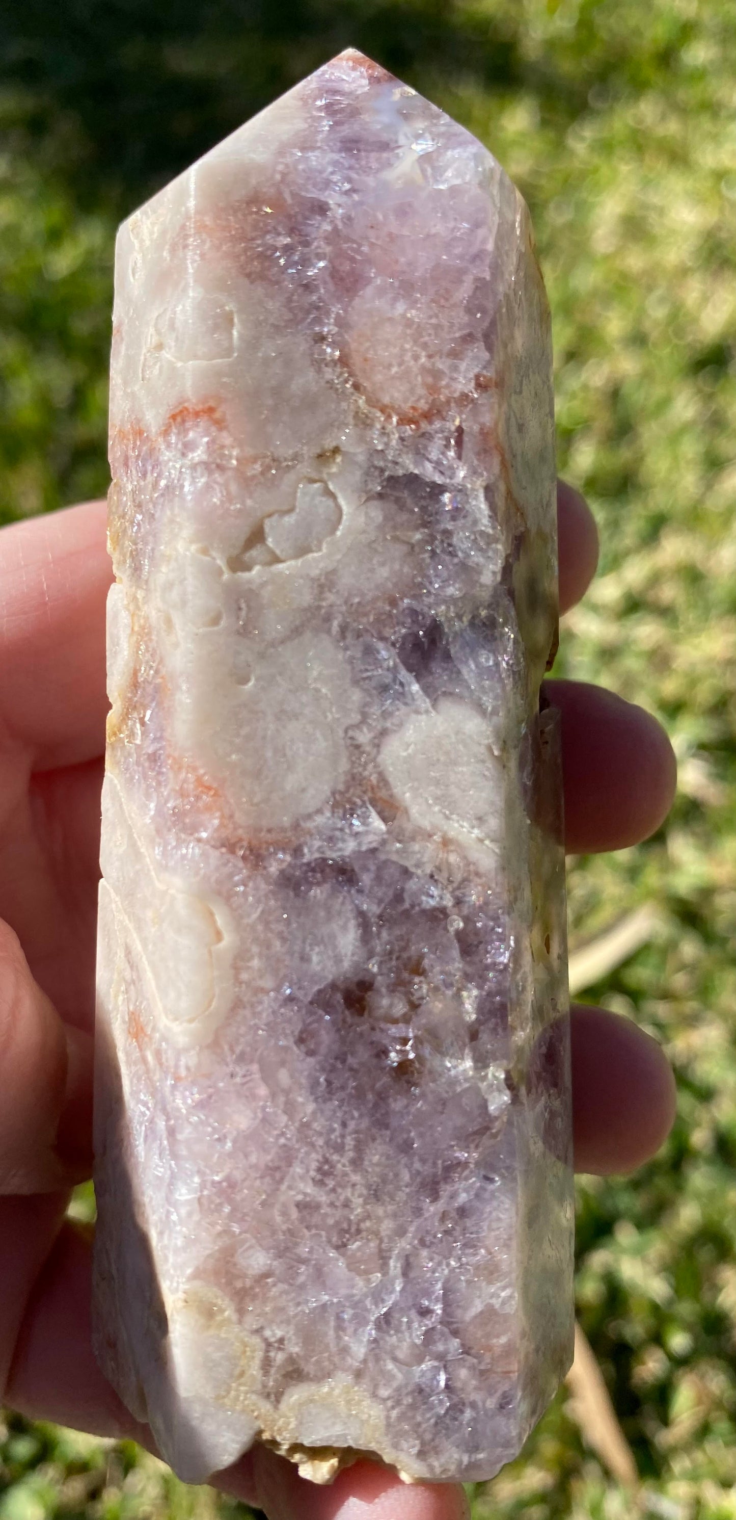 Pink Amethyst druzy crystal point tower generator polished raw rock specimen mineral Feng Shui crystal shop business Ryde Sydney Australia healing stone love 185 grams 10cm 4