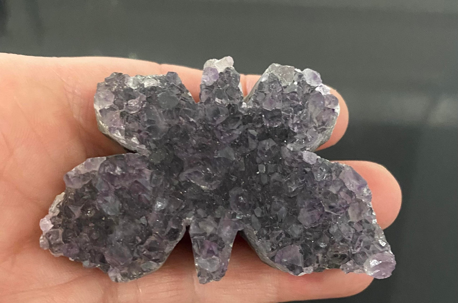 Amethyst Butterfly shape cluster hand carved 65 grams free standing Ryde Sydney Australia Feng Shui