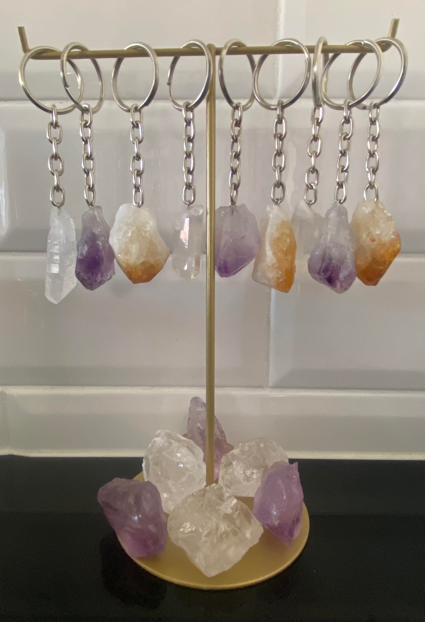 Amethyst raw crystal point keyring key chain Ryde Sydney Australia