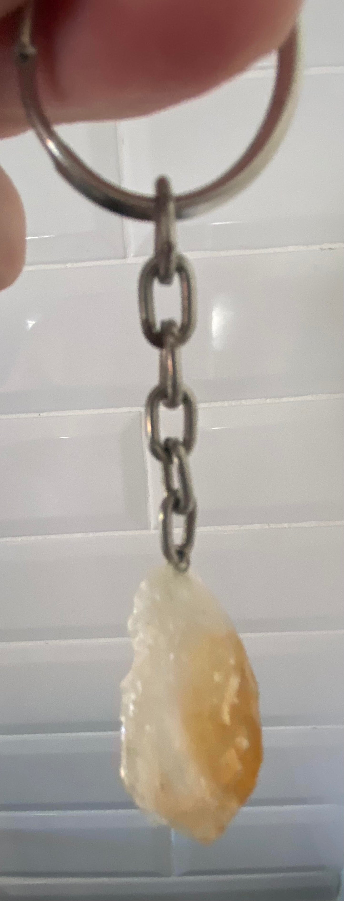 Citrine raw crystal point metal keyring key chain to hold your car keys and home keys or can place outside your work or school bags Ryde Sydney Australia