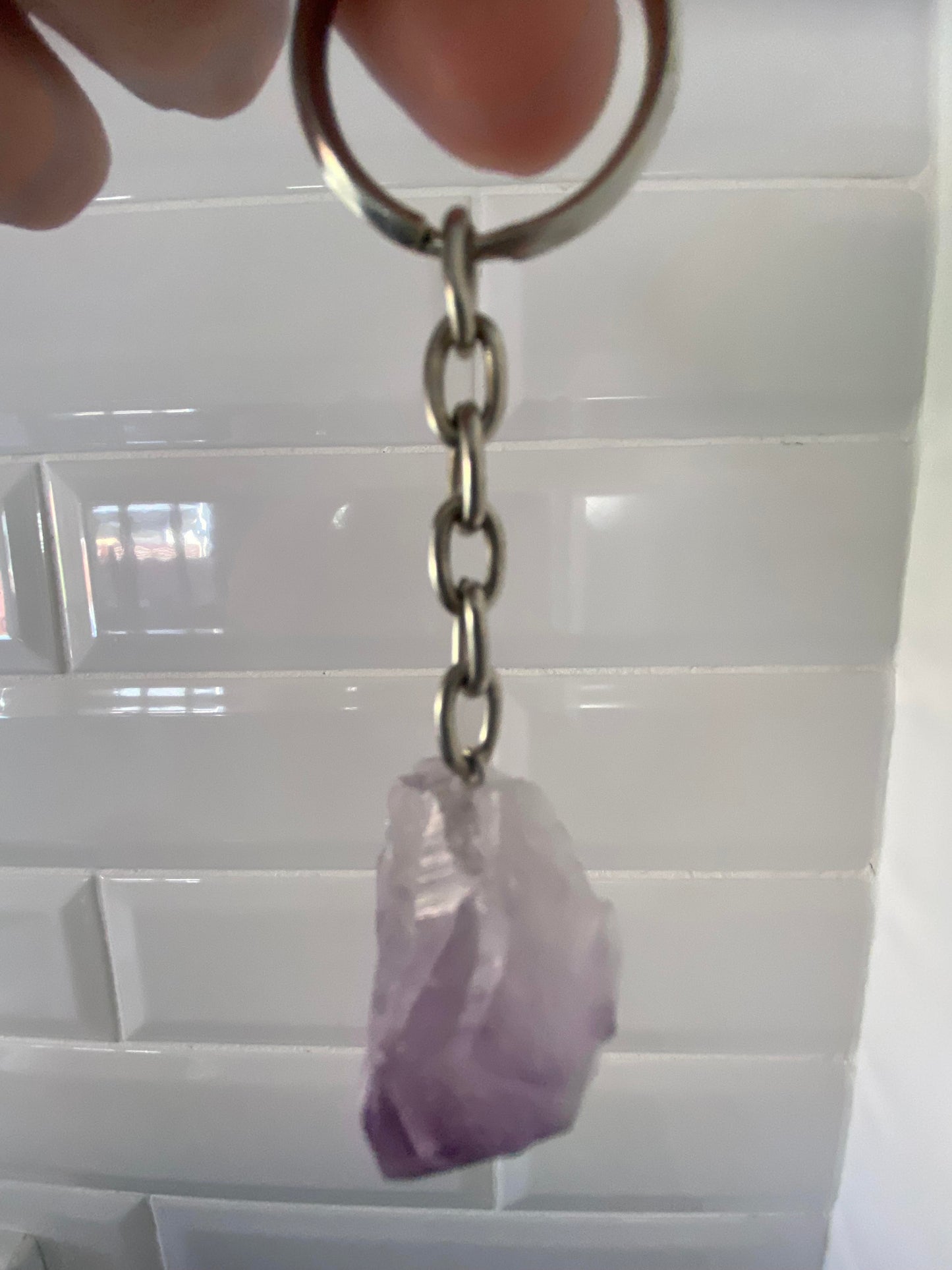 Amethyst raw crystal point keyring key chain Ryde Sydney Australia