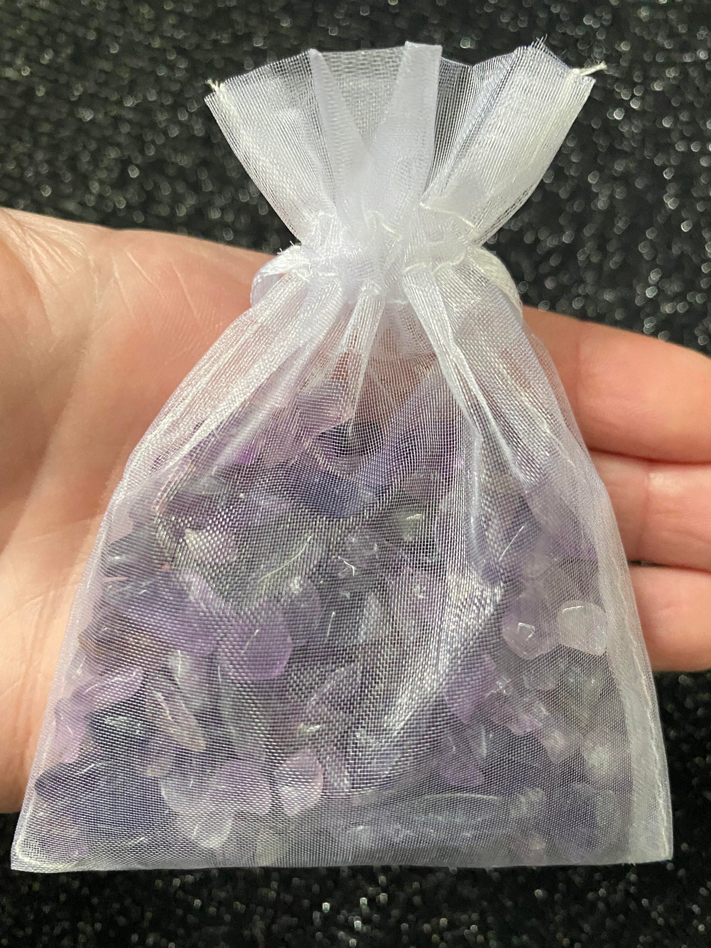 Amethyst Crystal rock chip stone in organza bags art projects healing stones crystal business shop Ryde Sydney Australia free gift art supplies