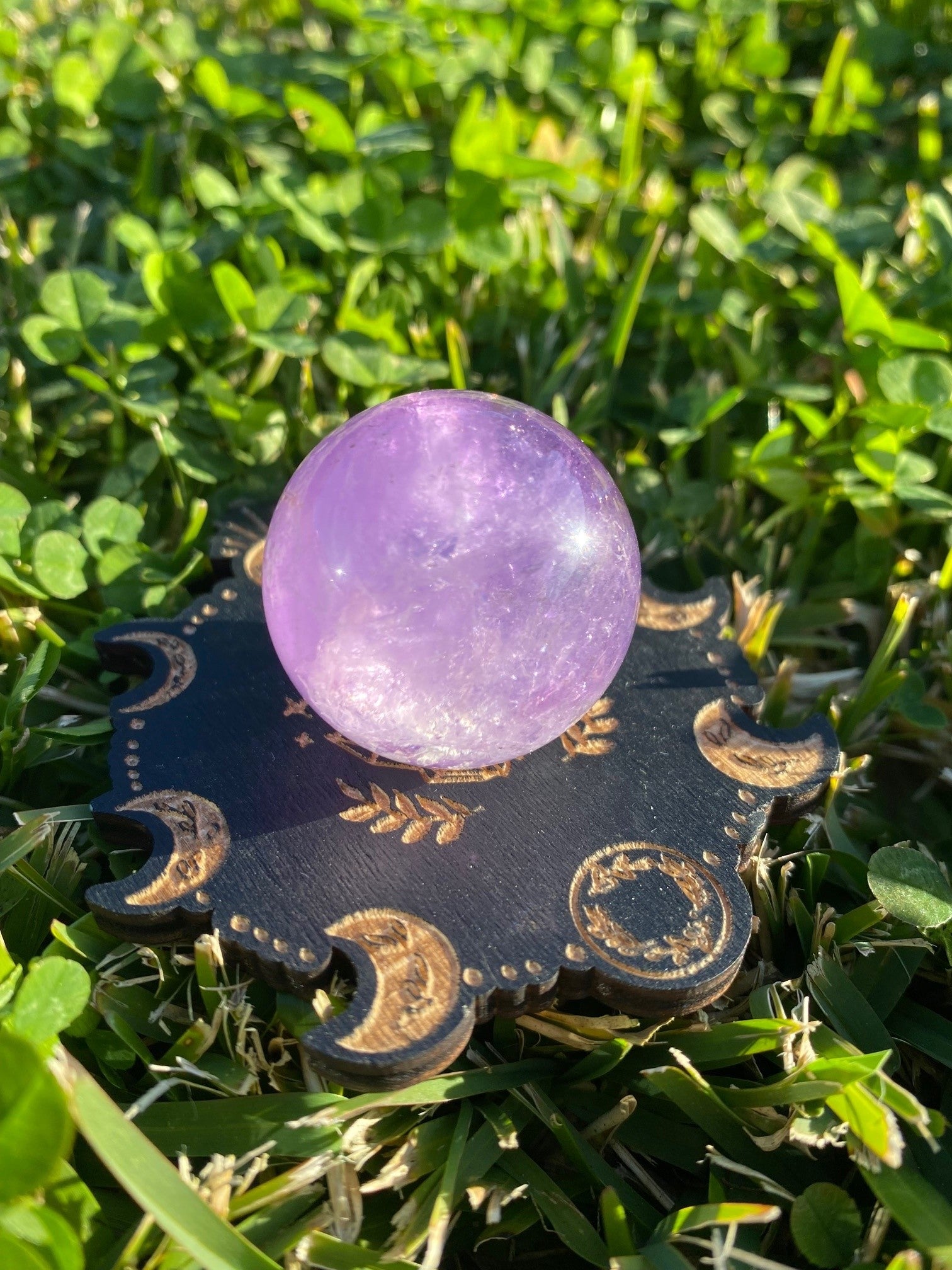 Amethyst crystal polished purple quartz sphere 53 grams 3.4cm rock specimen mineral raw Feng Shui crystal shop business Ryde Sydney Australia healing stone 