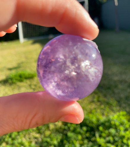 Amethyst crystal polished purple quartz sphere 53 grams 3.4cm rock specimen mineral raw Feng Shui crystal shop business Ryde Sydney Australia healing stone 