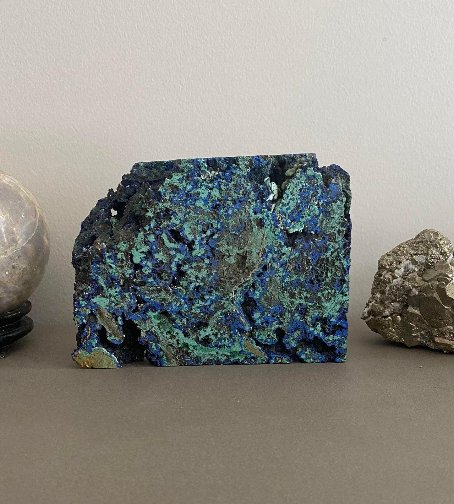 Azurite blue green natural slab malachite crystal polished quartz rock specimen mineral raw Feng Shui crystal shop business Ryde Sydney Australia healing stone plate wisdom love water element