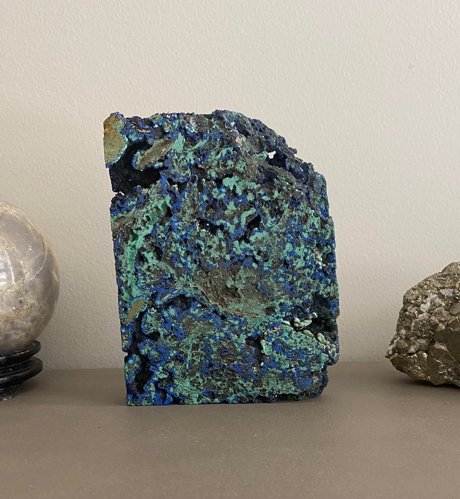 Azurite blue green natural slab malachite crystal polished quartz rock specimen mineral raw Feng Shui crystal shop business Ryde Sydney Australia healing stone plate wisdom love water element