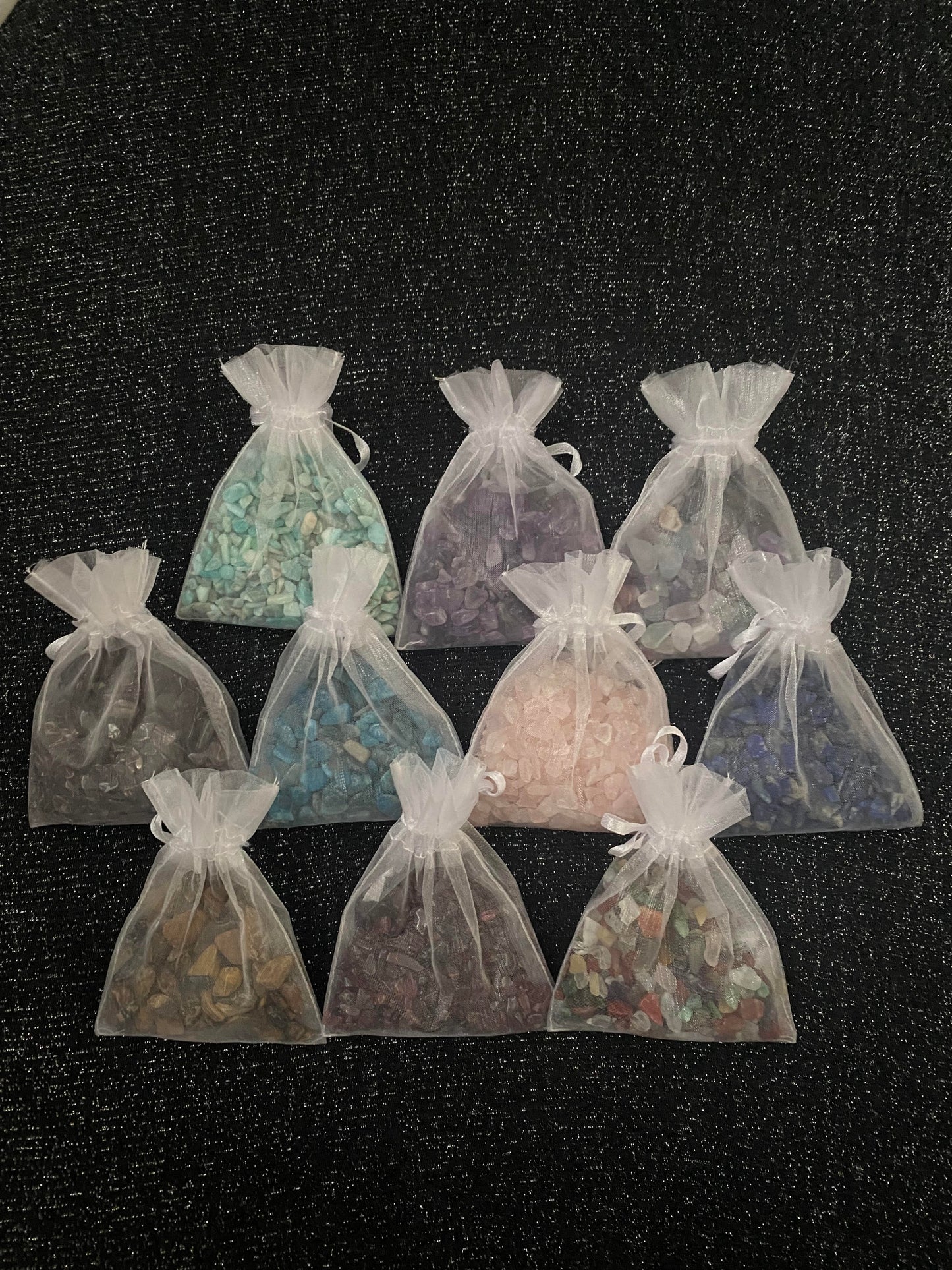 Mixed quartz Crystal raw rock chip stone rock fragments in organza bags art projects healing stones crystal business shop Ryde Sydney Australia free gift