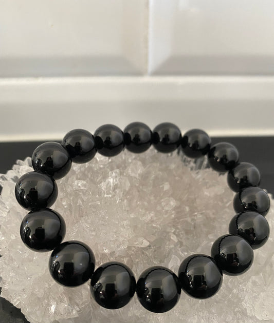 Black Obsidian Crystal stone rock Beads Bracelets 12mm 1.2cm Healing Crystals Shop business Ryde Sydney Australia