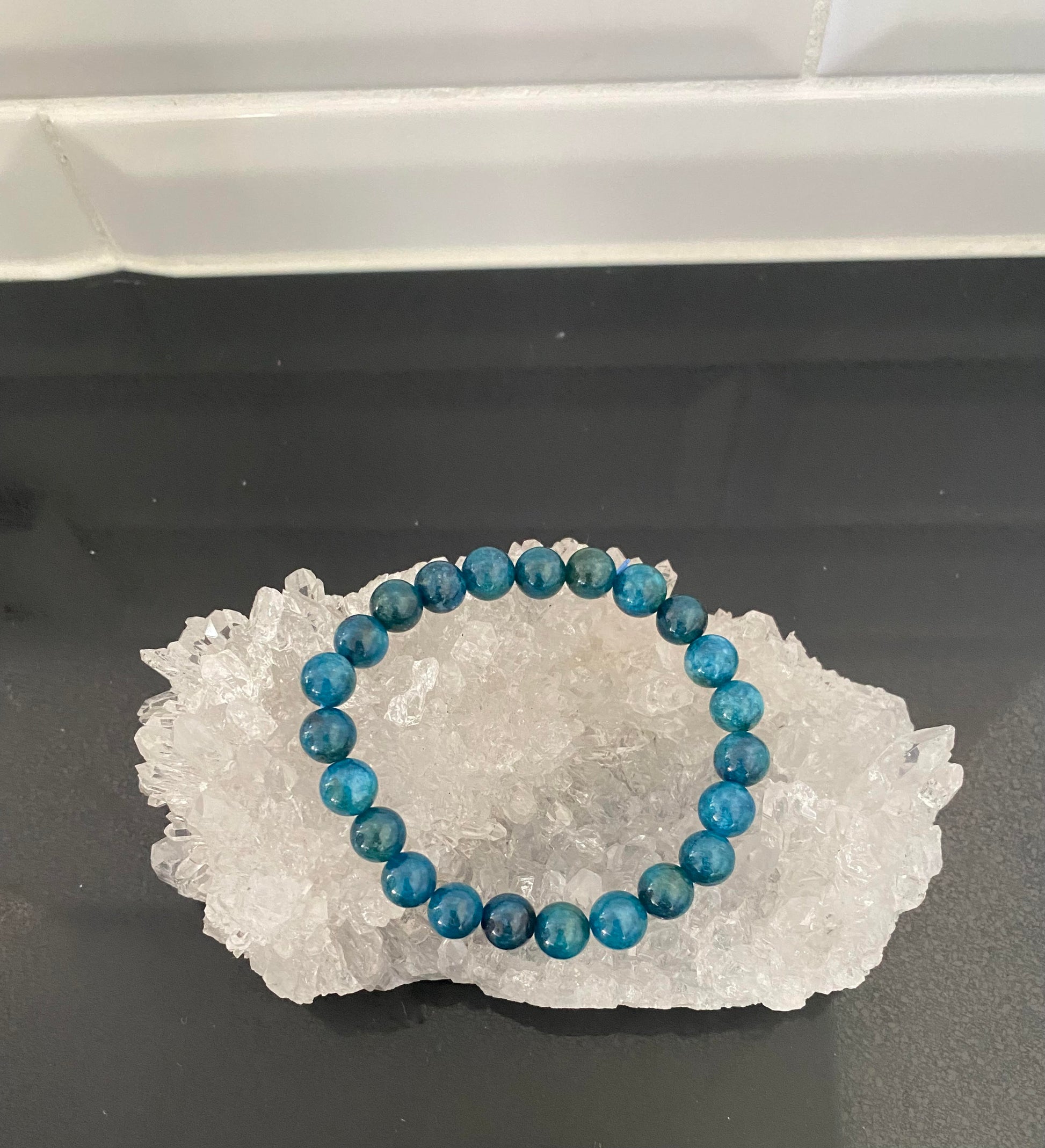 Bright blue green Apatite crystal stone rock Beads Bracelets 8mm 0.8cm Healing Crystals Shop business Ryde Sydney Australia