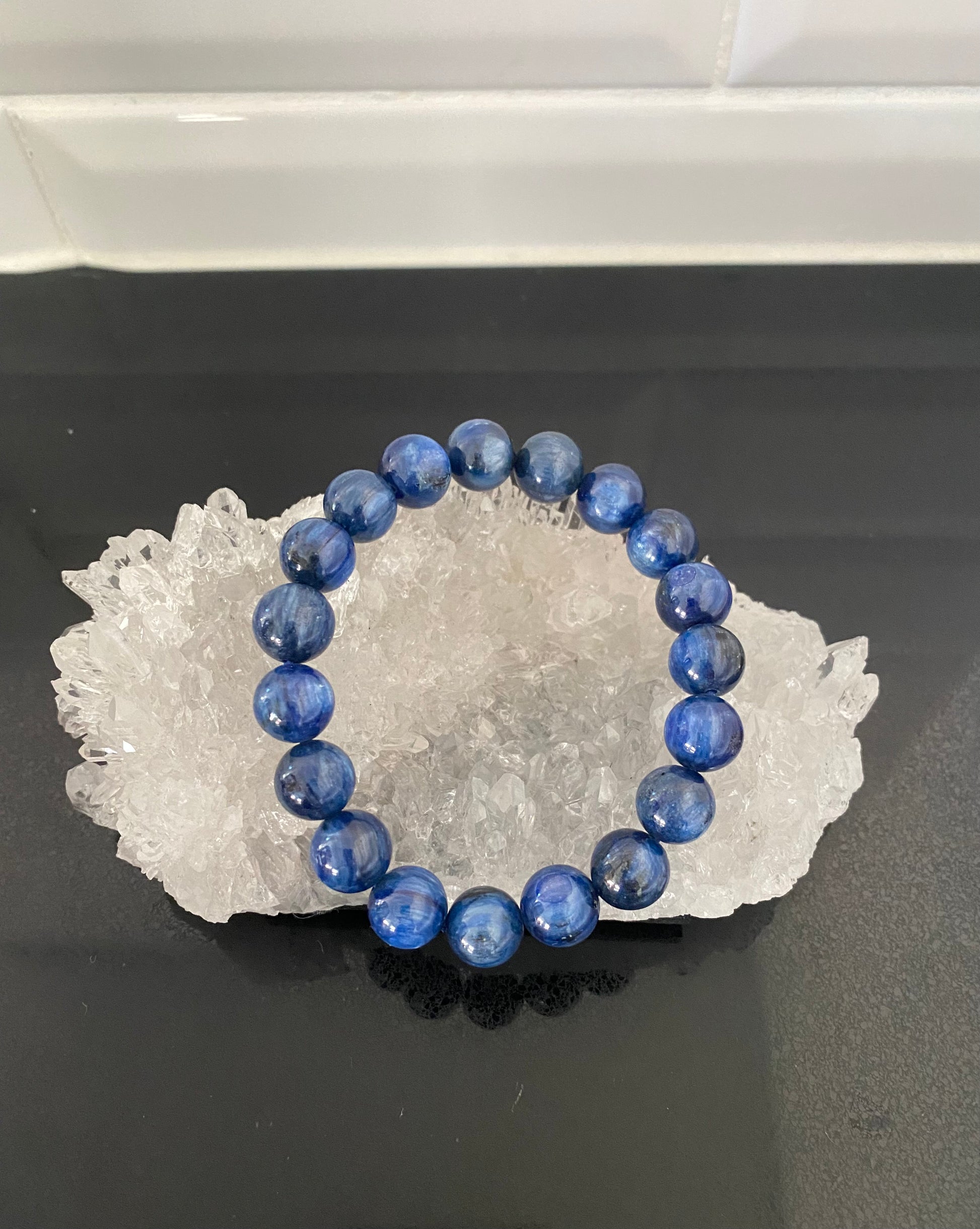 Bright blue Kyanite crystal stone rock Beads Bracelets 10mm 1.0cm Healing Crystals Shop business Ryde Sydney Australia