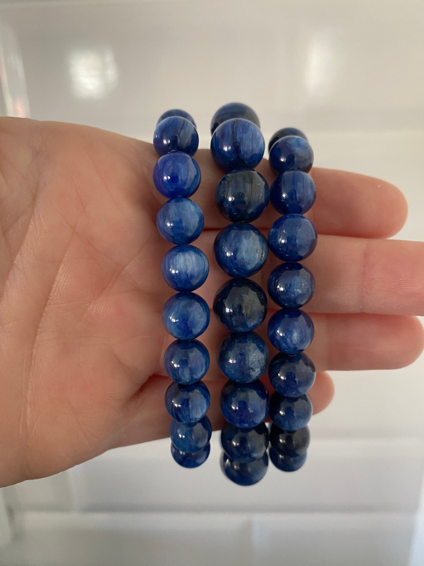 Bright blue Kyanite crystal stone rock Beads Bracelets 12mm 1.2cm Healing Crystals Shop business Ryde Sydney Australia