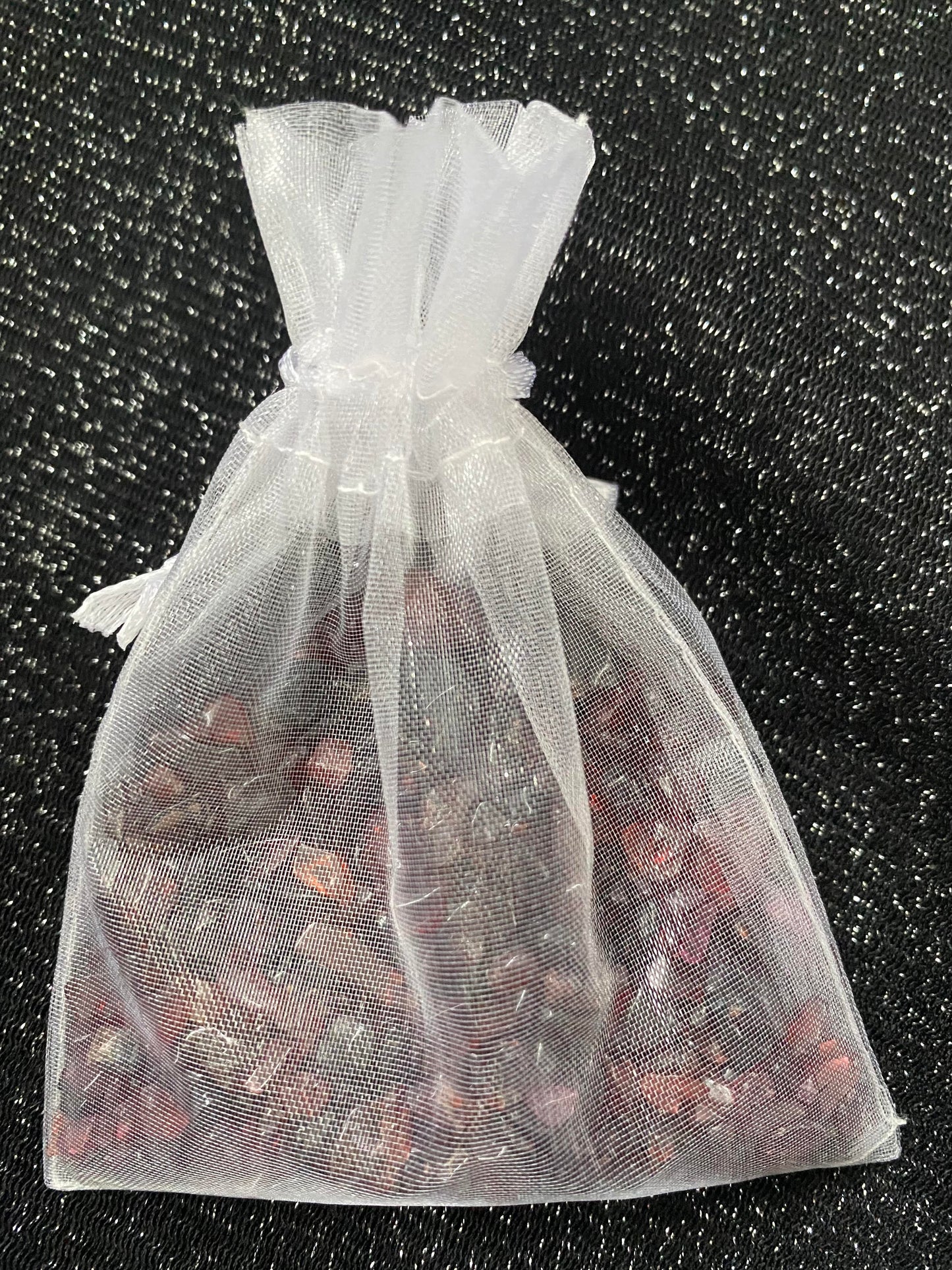 Garnet Crystal tumbled rock chip stone rock fragments in organza bags art projects healing stones crystal business shop Ryde Sydney Australia free gift Feng Shui love