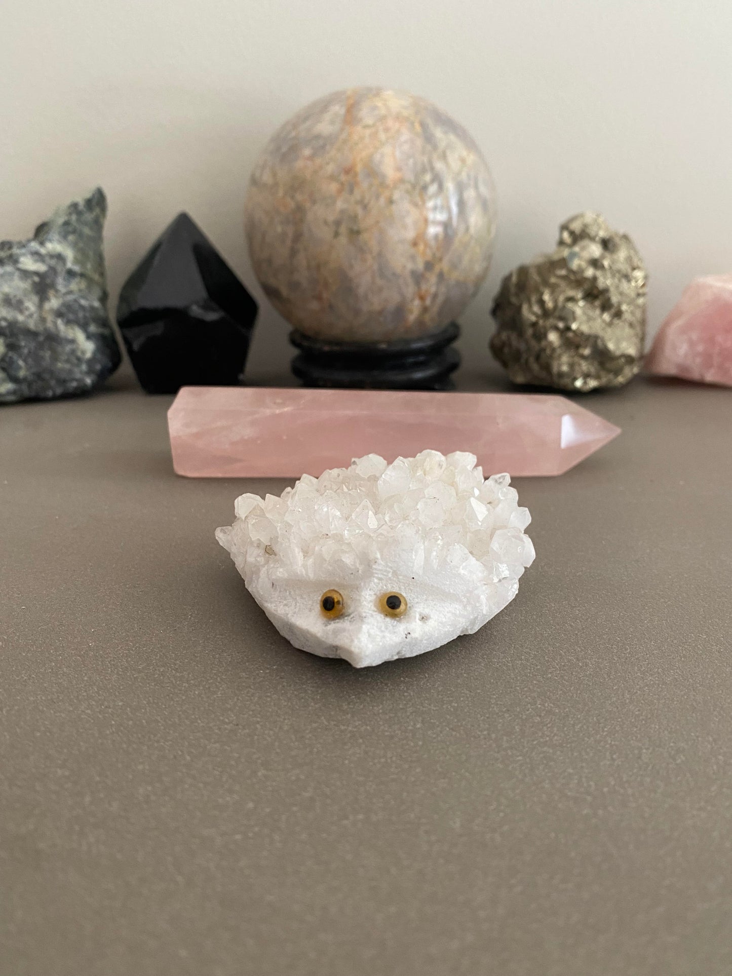 Clear Quartz Hedgehog cluster crystal hand carving raw rock specimen mineral Feng Shui crystal shop business Ryde Sydney Australia healing stone love quirky gift ideas