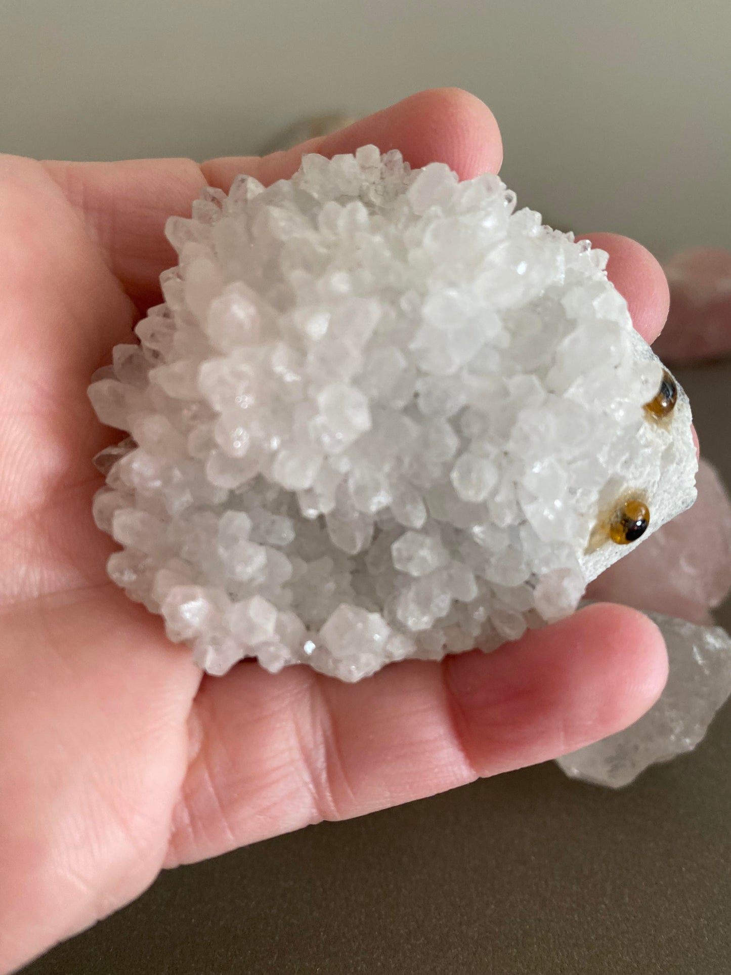 Clear Quartz Hedgehog cluster crystal hand carving raw rock specimen mineral Feng Shui crystal shop business Ryde Sydney Australia healing stone love quirky gift ideas