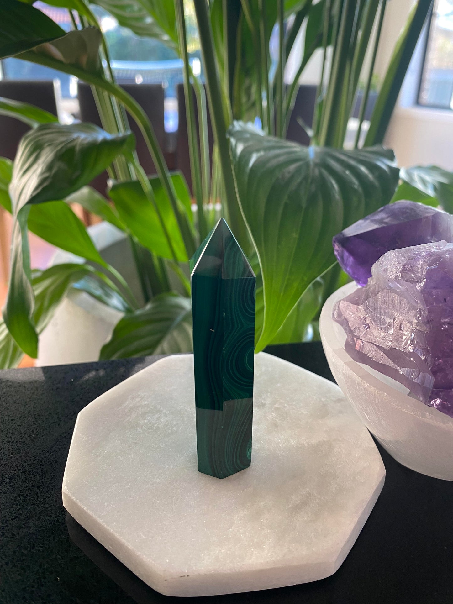 Deep green Malachite point generator tower small 65 grams 7.7cm Ryde Sydney Australia