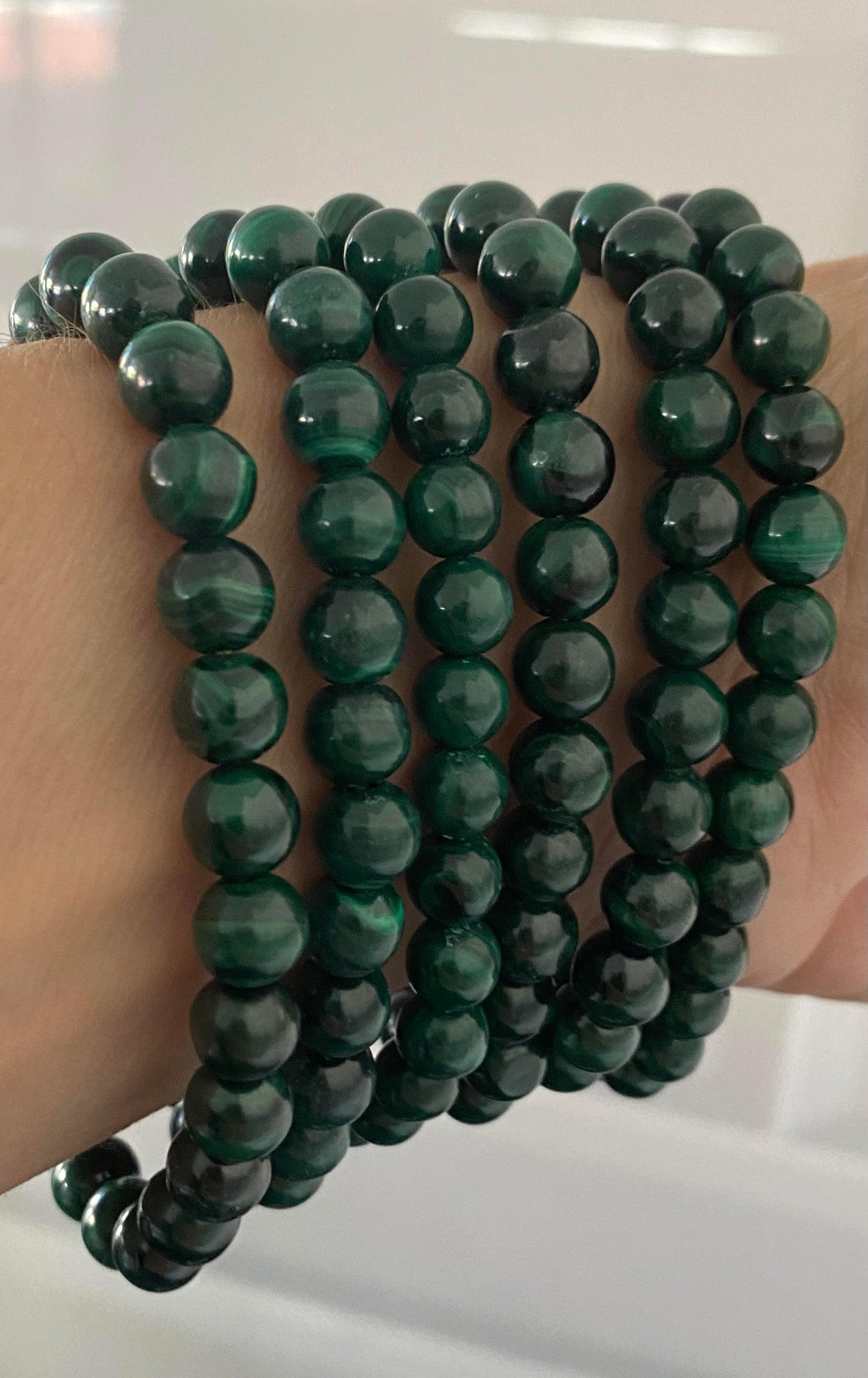 Deep green Malachite crystal stone rock Beads Bracelets 6mm 0.8cm Healing Crystals Shop business Ryde Sydney Australia