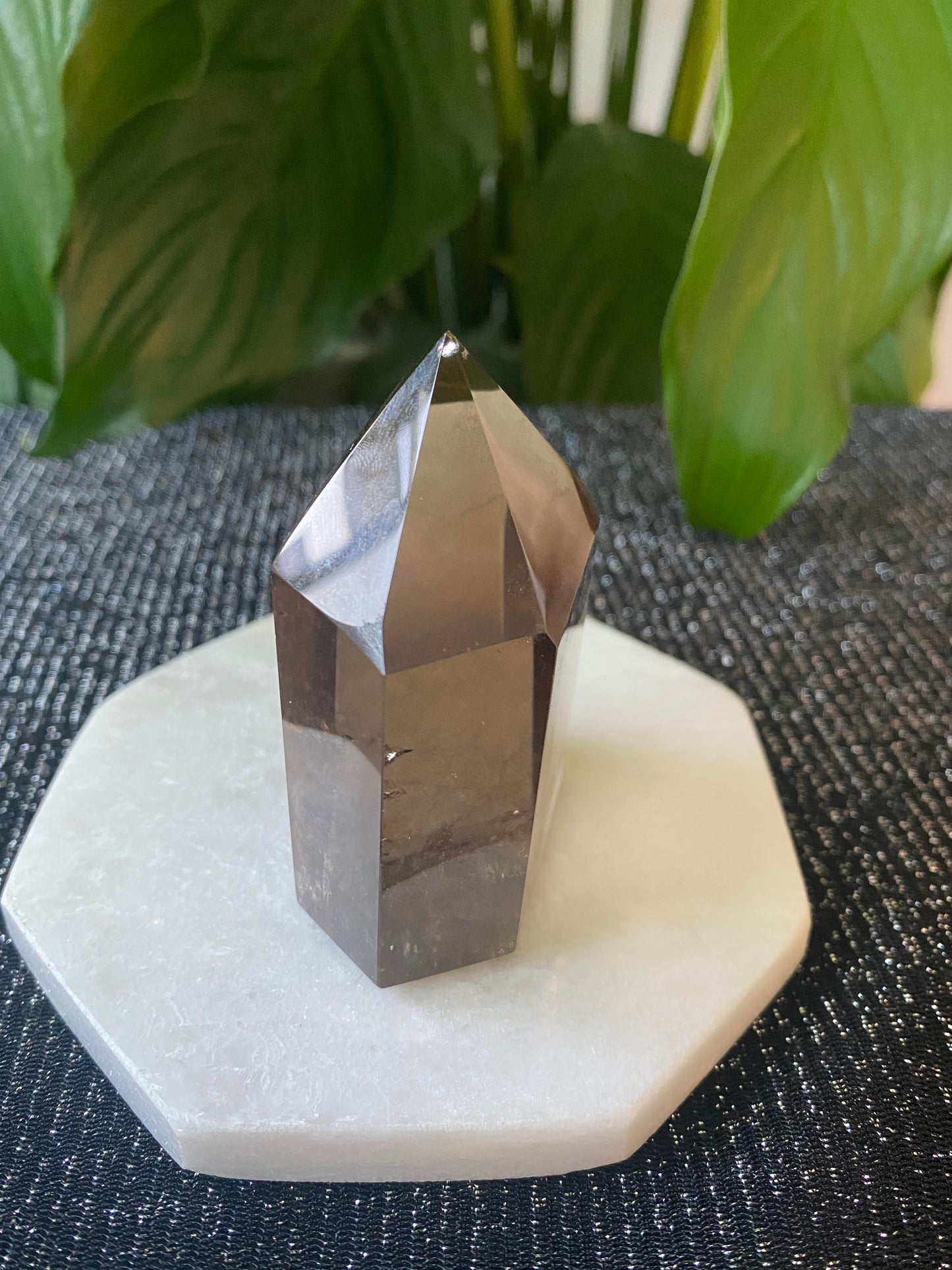 Deep smoky polished Quartz point generator tower small 150 grams 6.5cm Ryde Sydney Australia