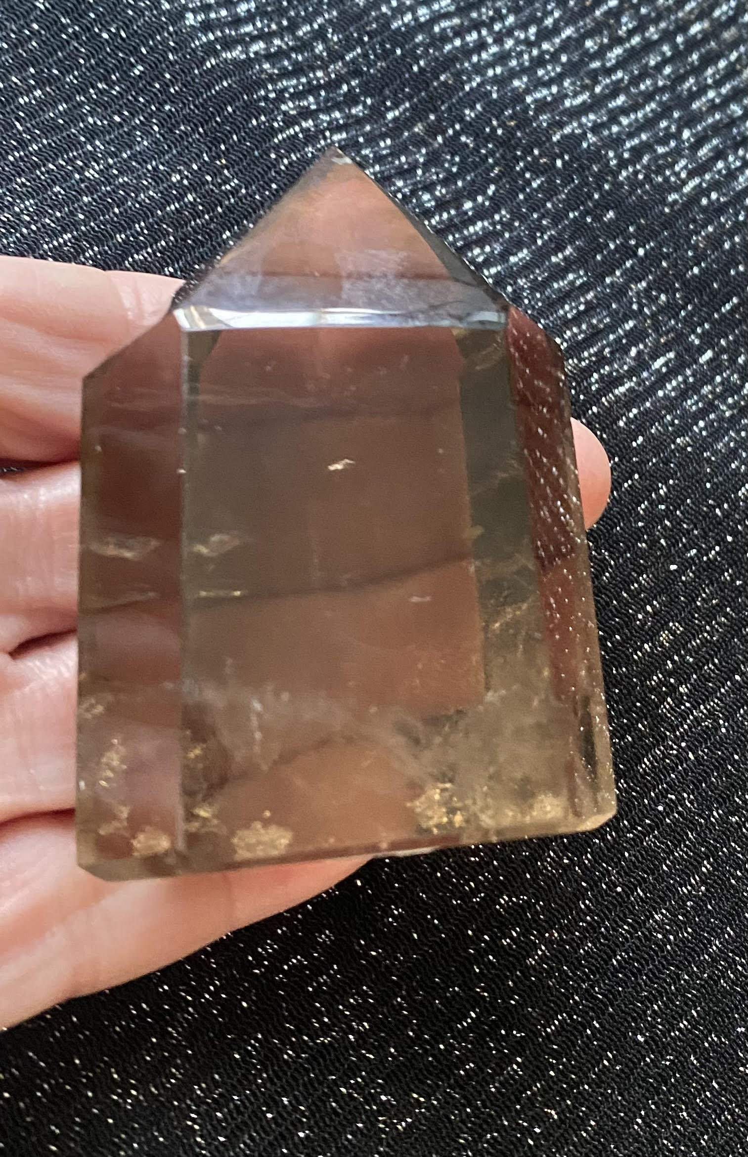 Deep smoky polished Quartz point generator tower small 150 grams 6.5cm Ryde Sydney Australia