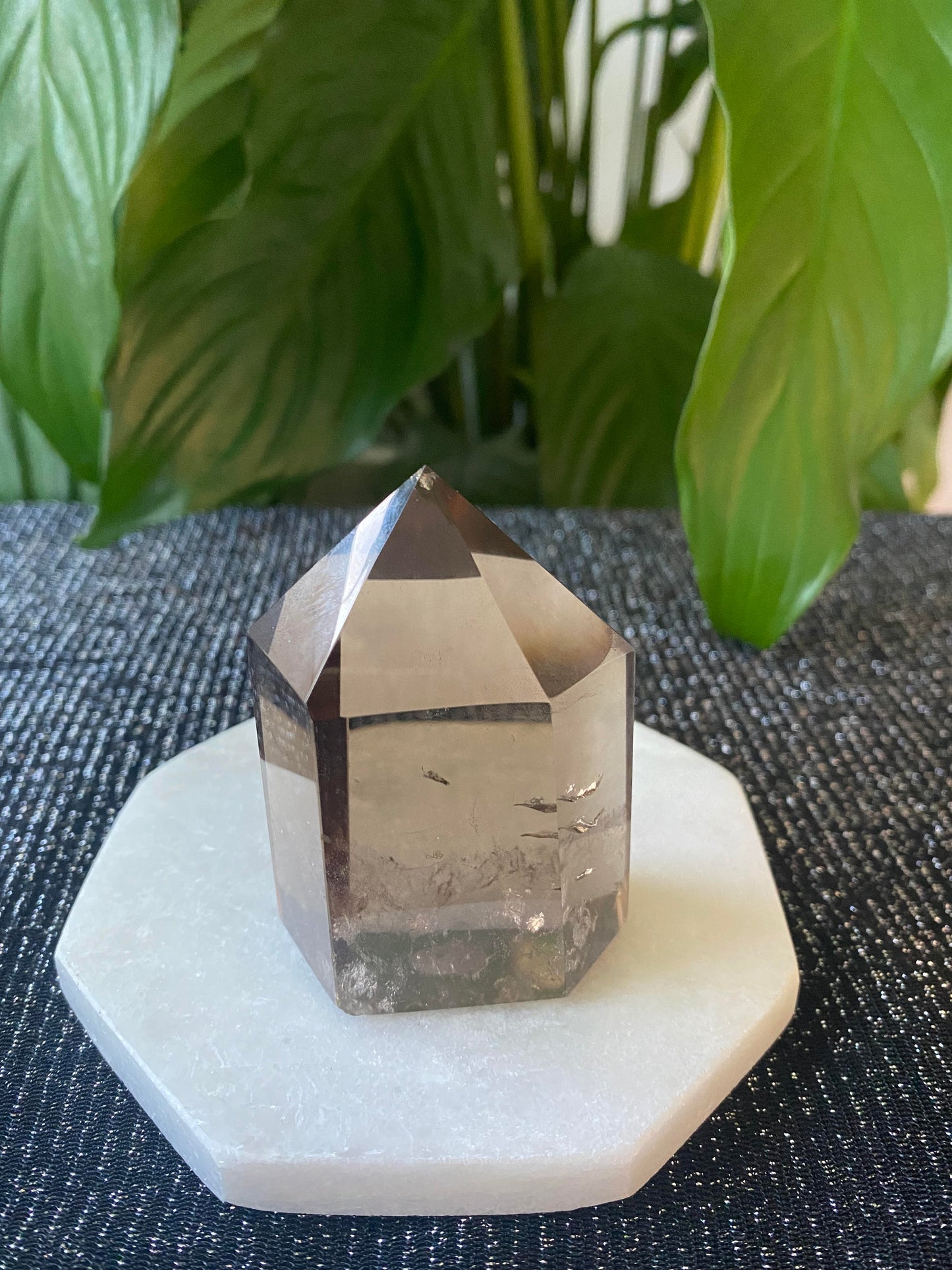 Deep smoky polished Quartz point generator tower small 150 grams 6.5cm Ryde Sydney Australia