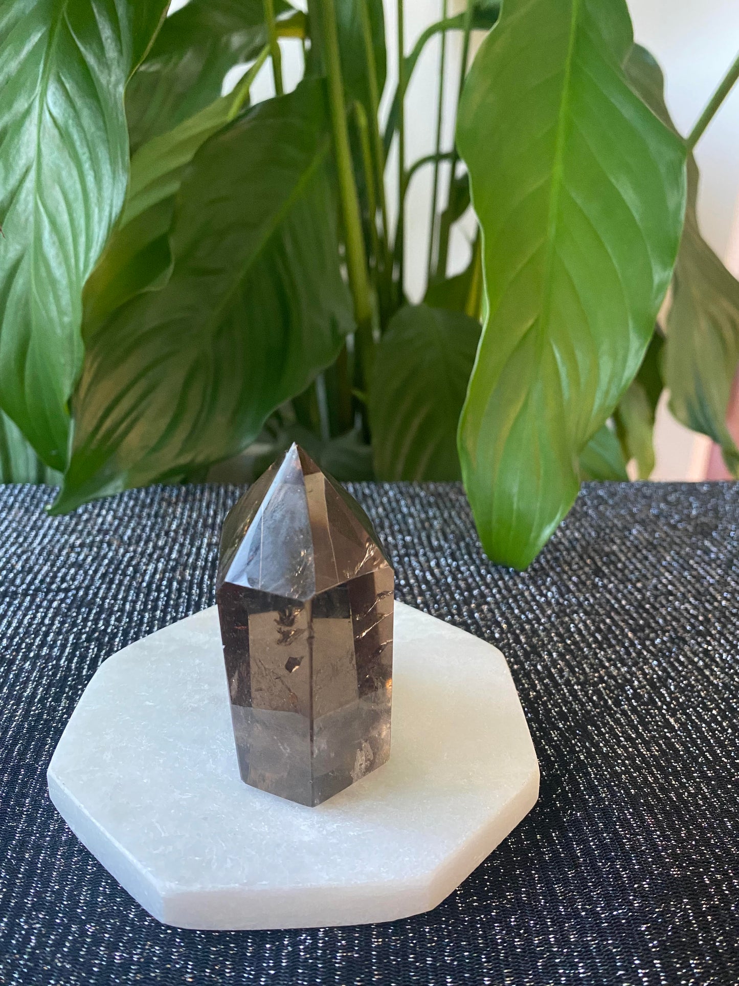 Deep smoky polished Quartz point generator tower small 150 grams 6.5cm Ryde Sydney Australia