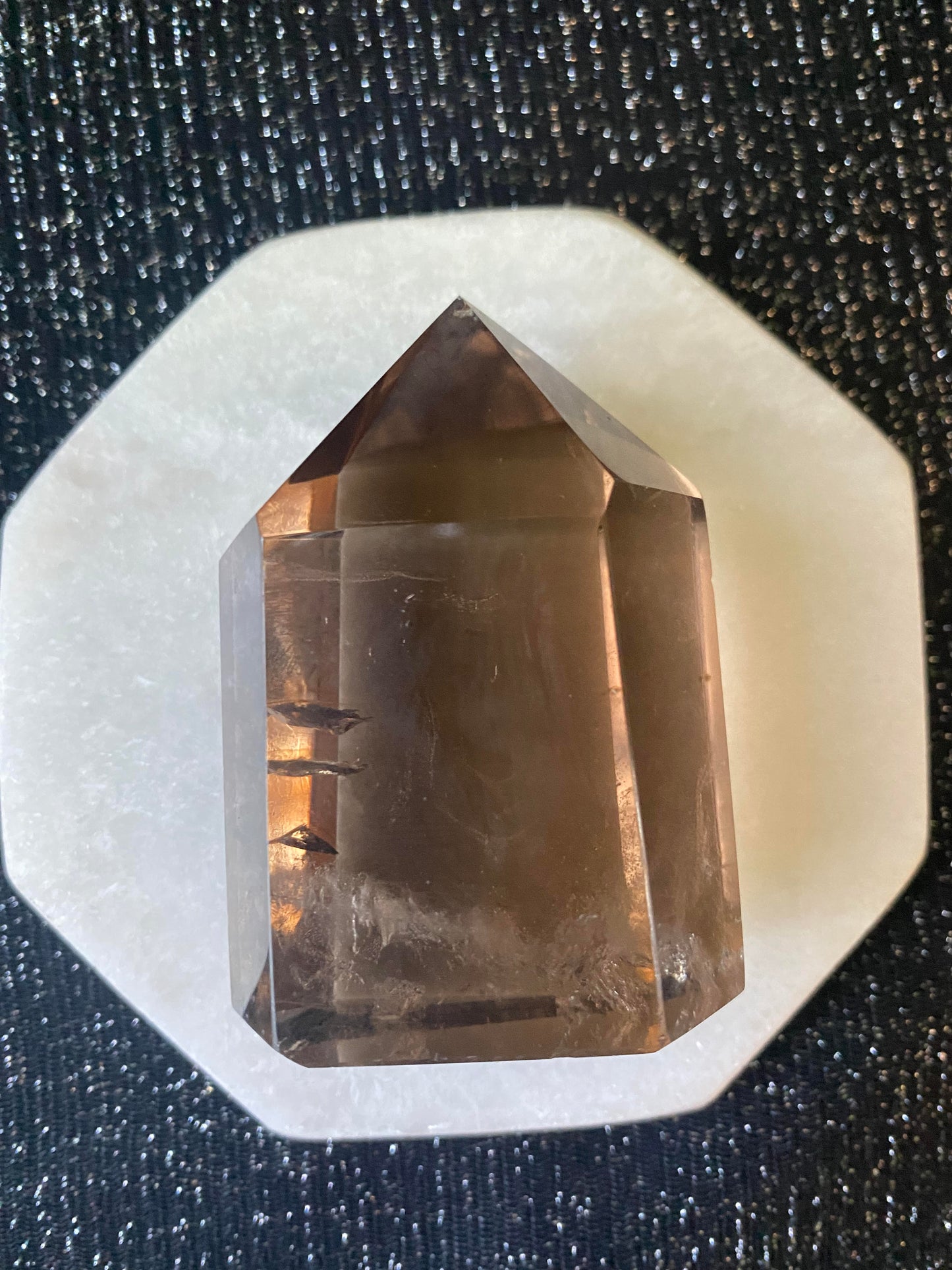 Deep smoky polished Quartz point generator tower small 150 grams 6.5cm Ryde Sydney Australia