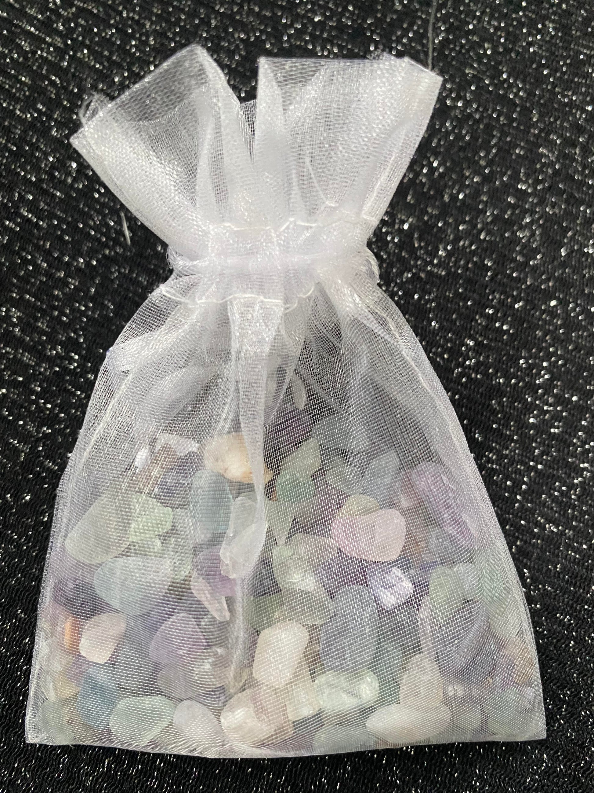 Fluorite Crystal raw rock chip stone rock fragments in organza bags art projects healing stones crystal business shop Ryde Sydney Australia free gift