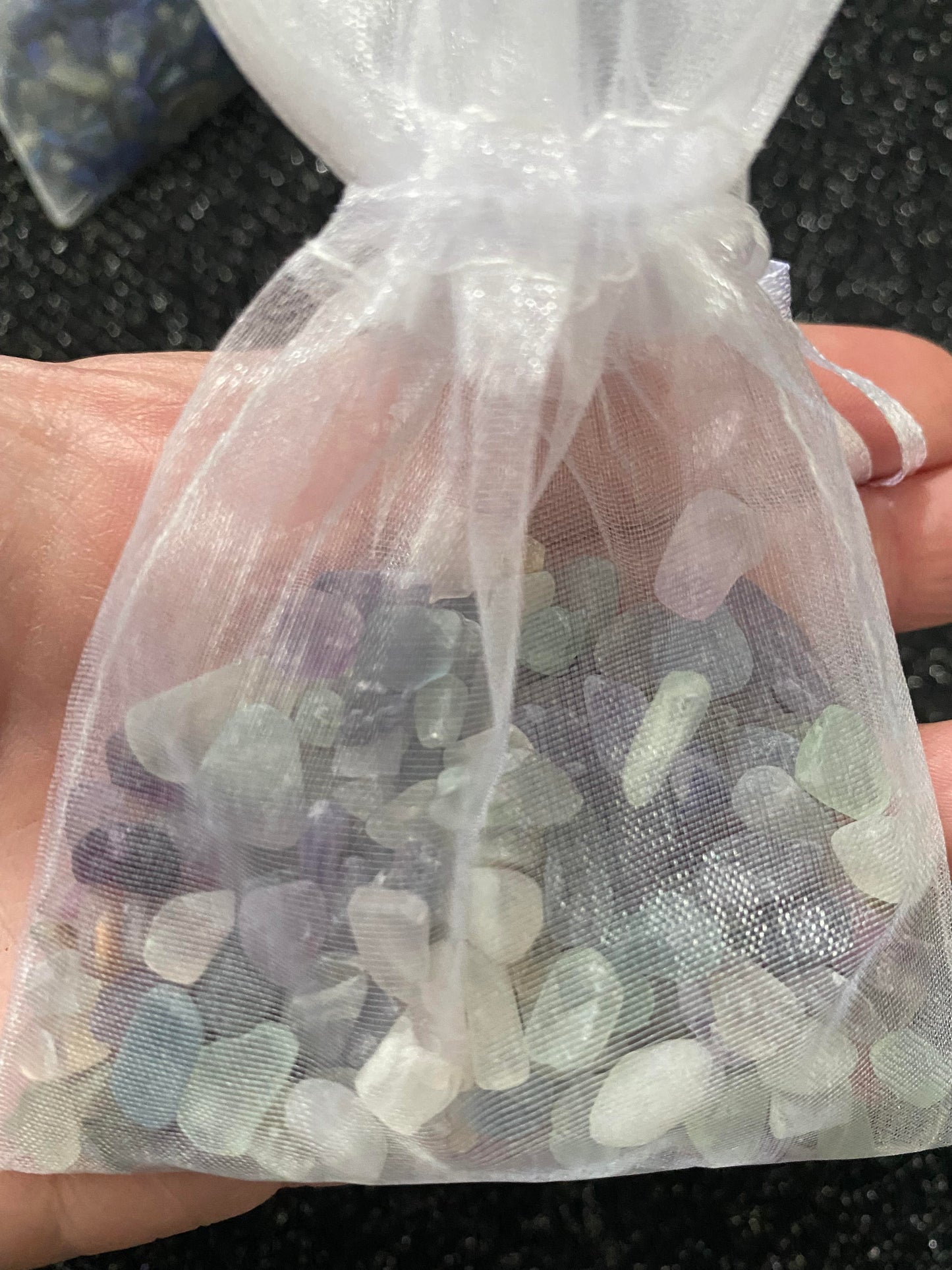 Fluorite quartz Crystal raw rock chip stone rock fragments in organza bags art projects healing stones crystal business shop Ryde Sydney Australia free gift