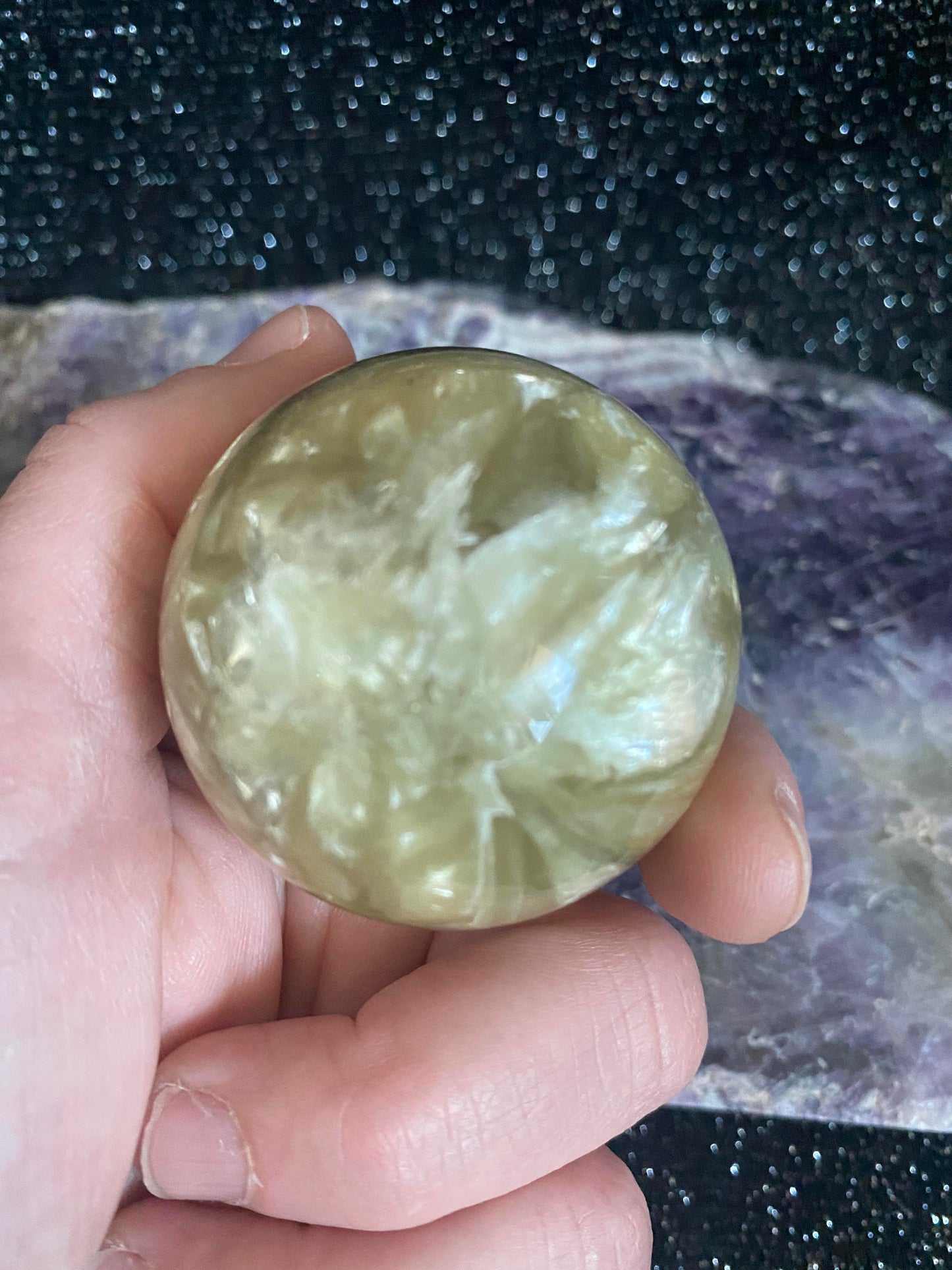 Gold yellow mica biotite sphere mineral crystal feng shui zen shiny macquarie park ryde sydney australia.jpg