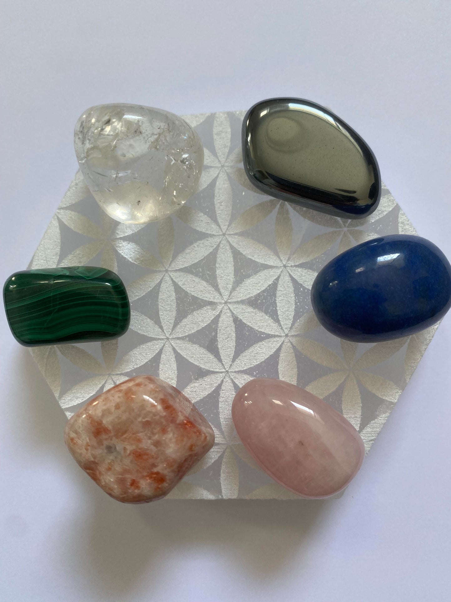 New beginning crystal kit tumbled stones crystals Ryde Sydney Australia clear quartz aventurine hematite malachite rose quartz sunstone