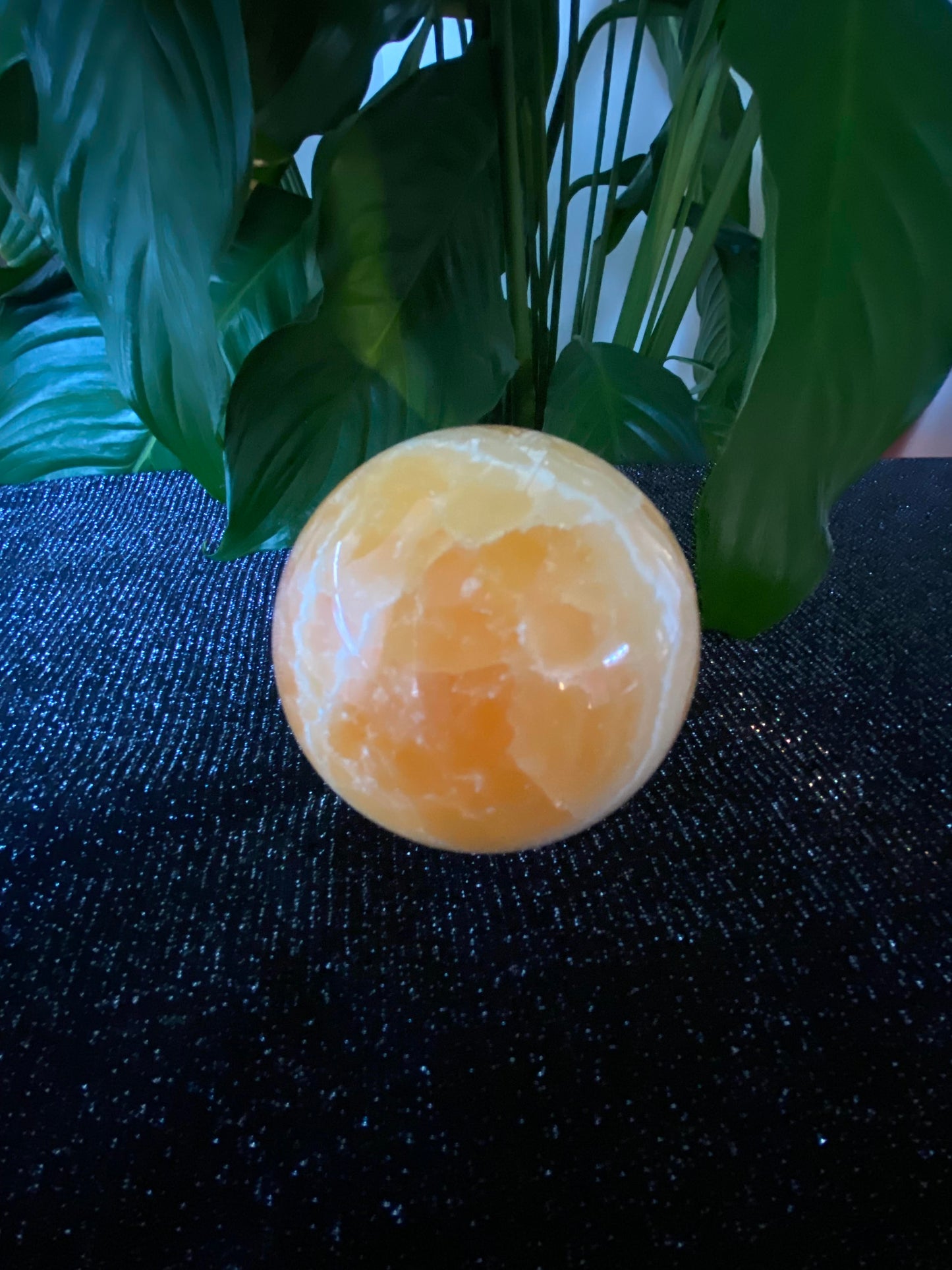 Orange Honey Calcite banded sphere - 455 grams - 7.0cm Feng Shui Crystal shop business rock Ryde Sydney Australia mineral sedimentary healing