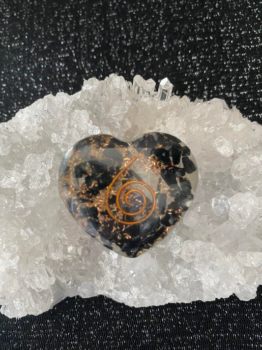 Orgonite Heart Black Tourmaline polished rock specimen mineral Feng Shui crystal shop business Ryde Sydney Australia healing stone resin copper 2