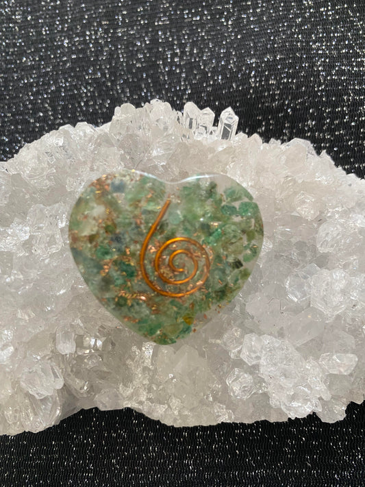 Orgonite Heart green aventurine polished rock specimen mineral Feng Shui crystal shop business Ryde Sydney Australia healing stone resin copper 