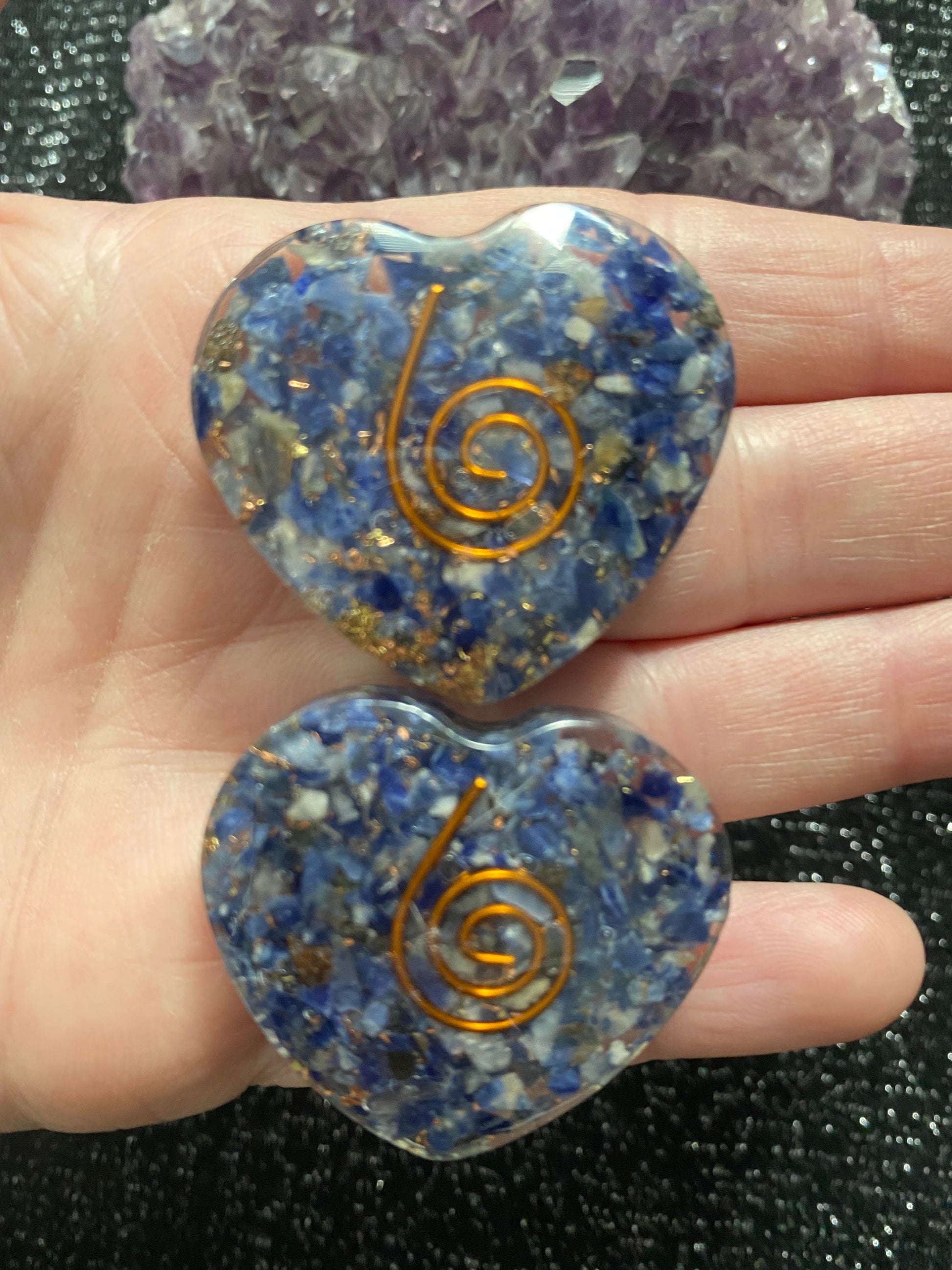 Orgonite Heart sodalite polished rock specimen mineral Feng Shui crystal shop business Ryde Sydney Australia healing stone resin copper