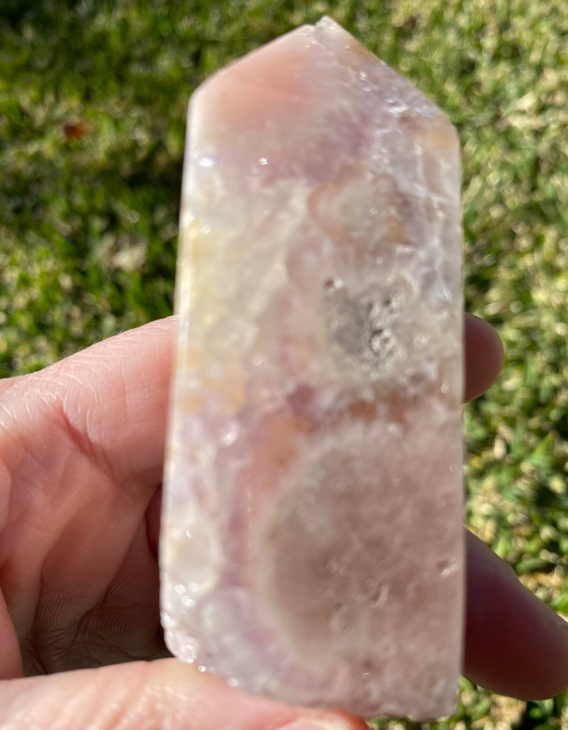 Pink Amethyst druzy crystal point tower generator polished raw rock specimen mineral Feng Shui crystal shop business Ryde Sydney Australia healing stone love 108 grams 7cm 2