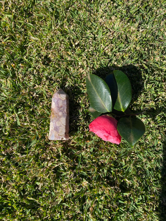 Pink Amethyst druzy crystal point tower generator polished raw rock specimen mineral Feng Shui crystal shop business Ryde Sydney Australia healing stone love 185 grams 10cm 4