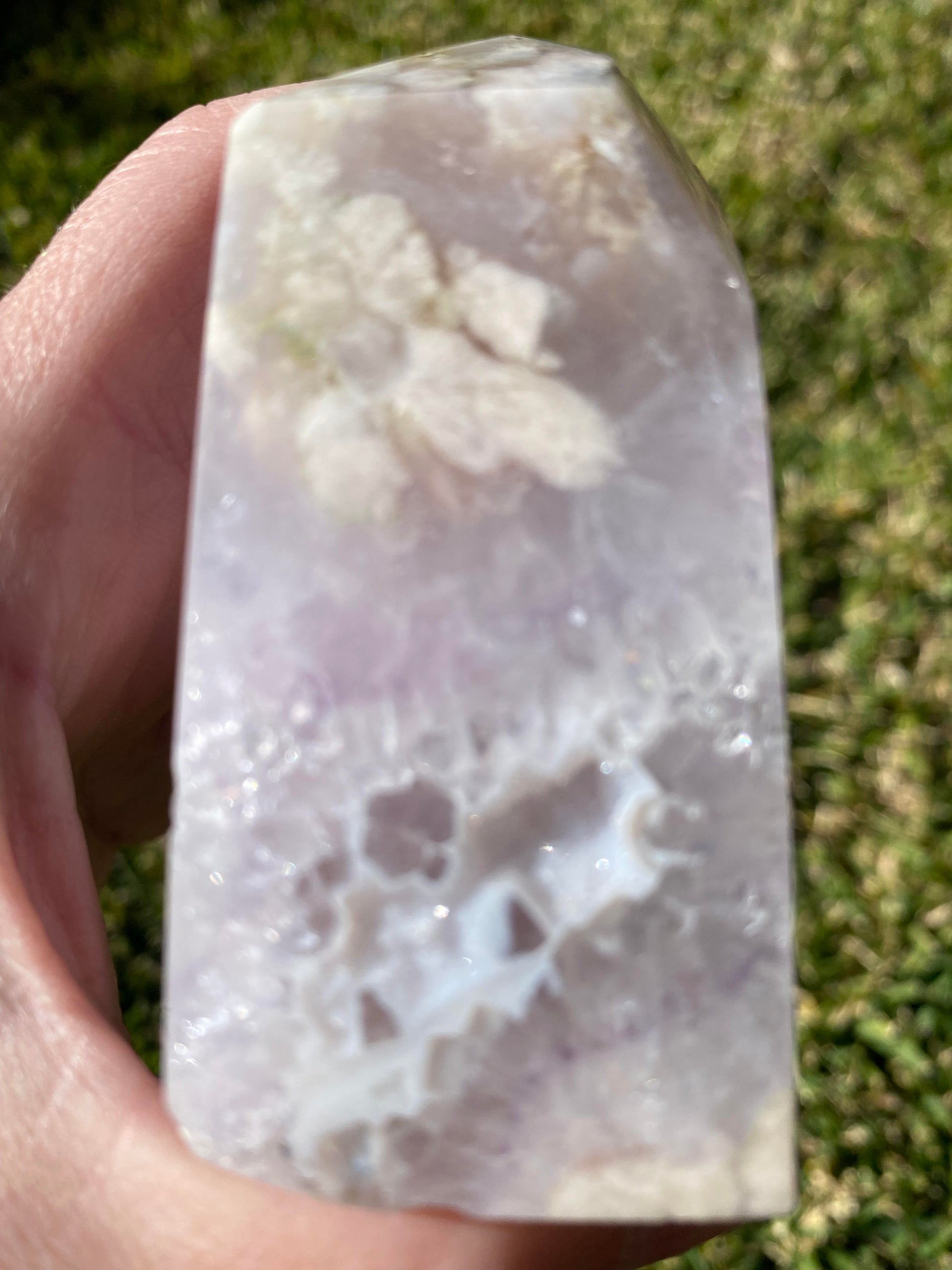 Pink Amethyst druzy crystal point tower generator polished raw rock specimen mineral Feng Shui crystal shop business Ryde Sydney Australia healing stone love 185 grams