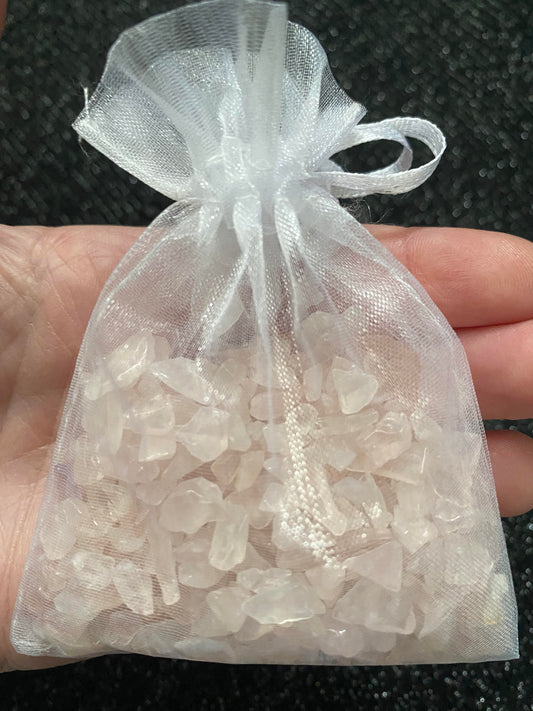 Rose quartz Crystal raw rock chip stone rock fragments in organza bags art projects healing stones crystal business shop Ryde Sydney Australia free gift 2