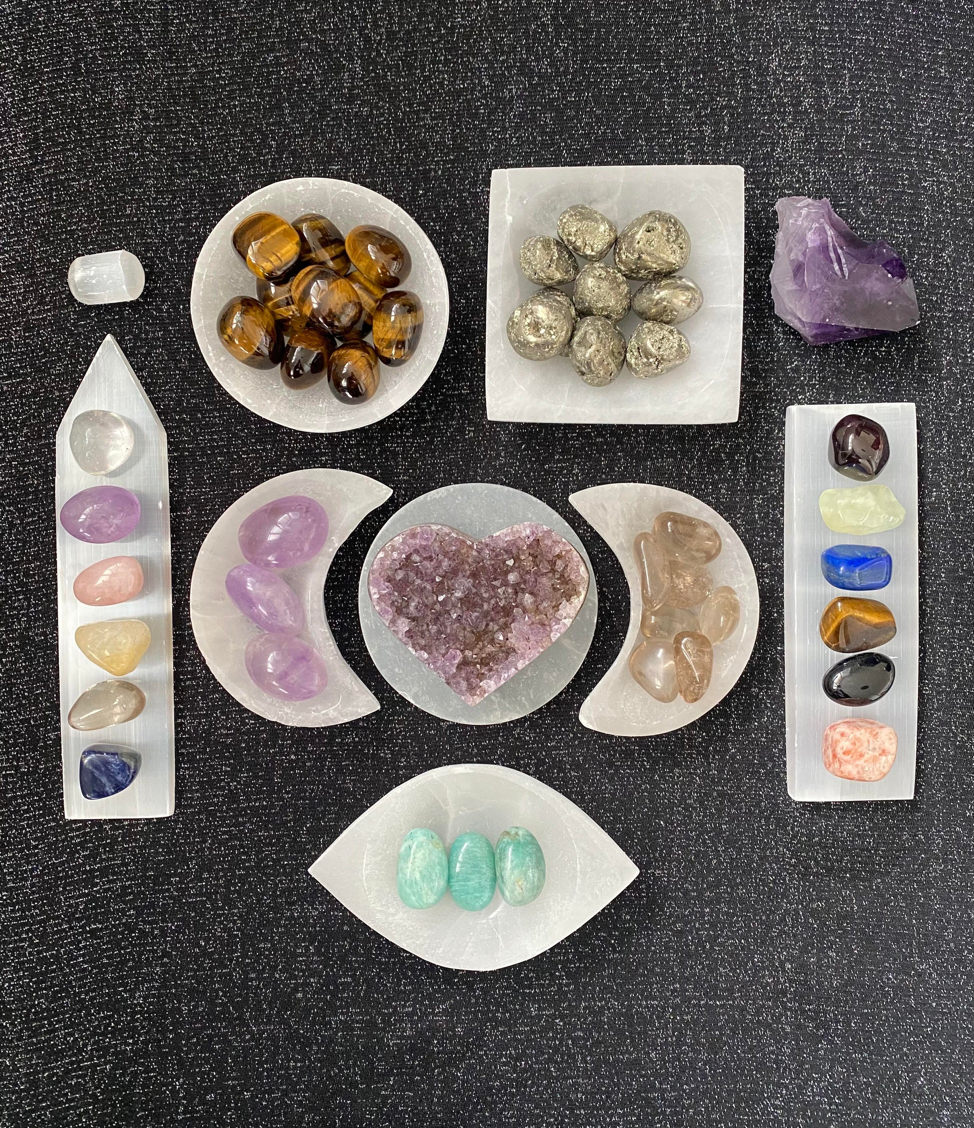 Selenite tumbles crystal stone mineral cleanse crystal charging plate crystalsprotection positive energy Feng Shui Love Zen Ryde Sydney Australia