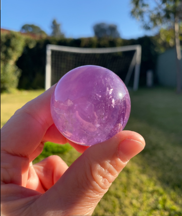 Amethyst crystal polished purple quartz sphere 53 grams 3.4cm rock specimen mineral raw Feng Shui crystal shop business Ryde Sydney Australia healing stone