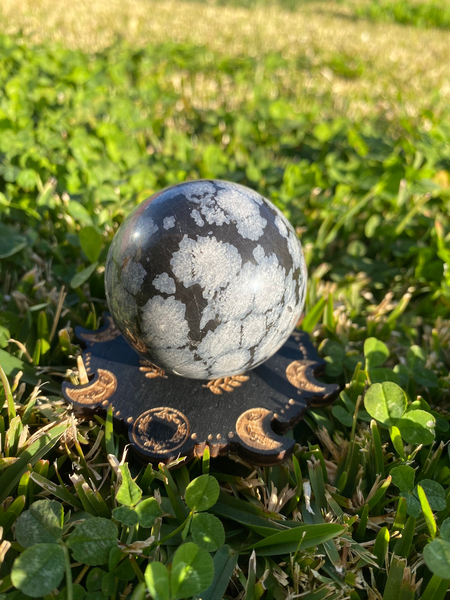 Snowflake obsidian polished sphere rock specimen mineral raw Feng Shui crystal shop business Ryde Sydney Australia healing stone hand