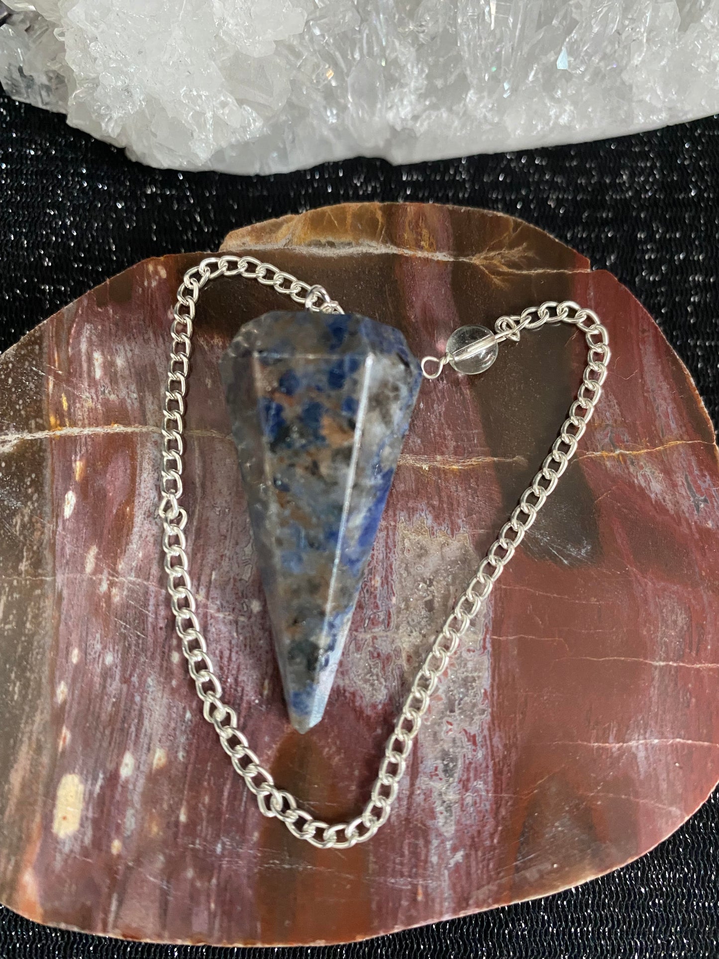 Sodalite pendulum rock specimen mineral raw Feng Shui crystal shop business Macquarie Park Ryde Sydney Australia healing stone