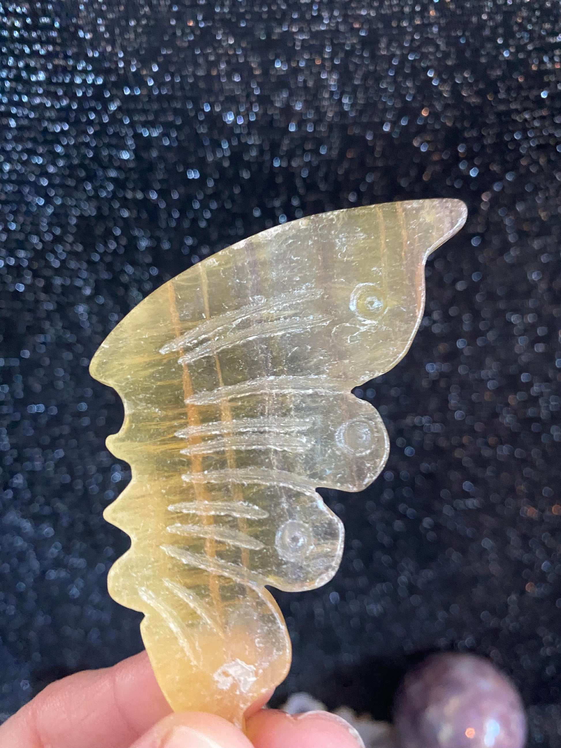 Yellow fluorite butterly hand carved rock specimen mineral raw Feng Shui crystal shop business Ryde Sydney Australia healing stone