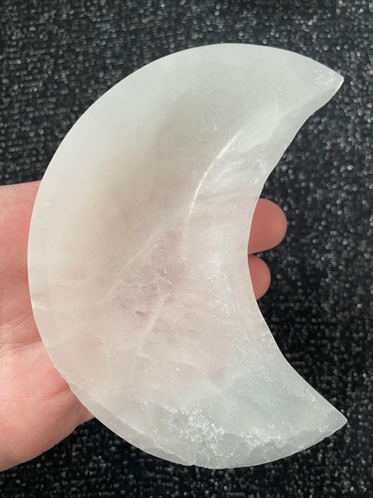 Selenite charging moon bowl