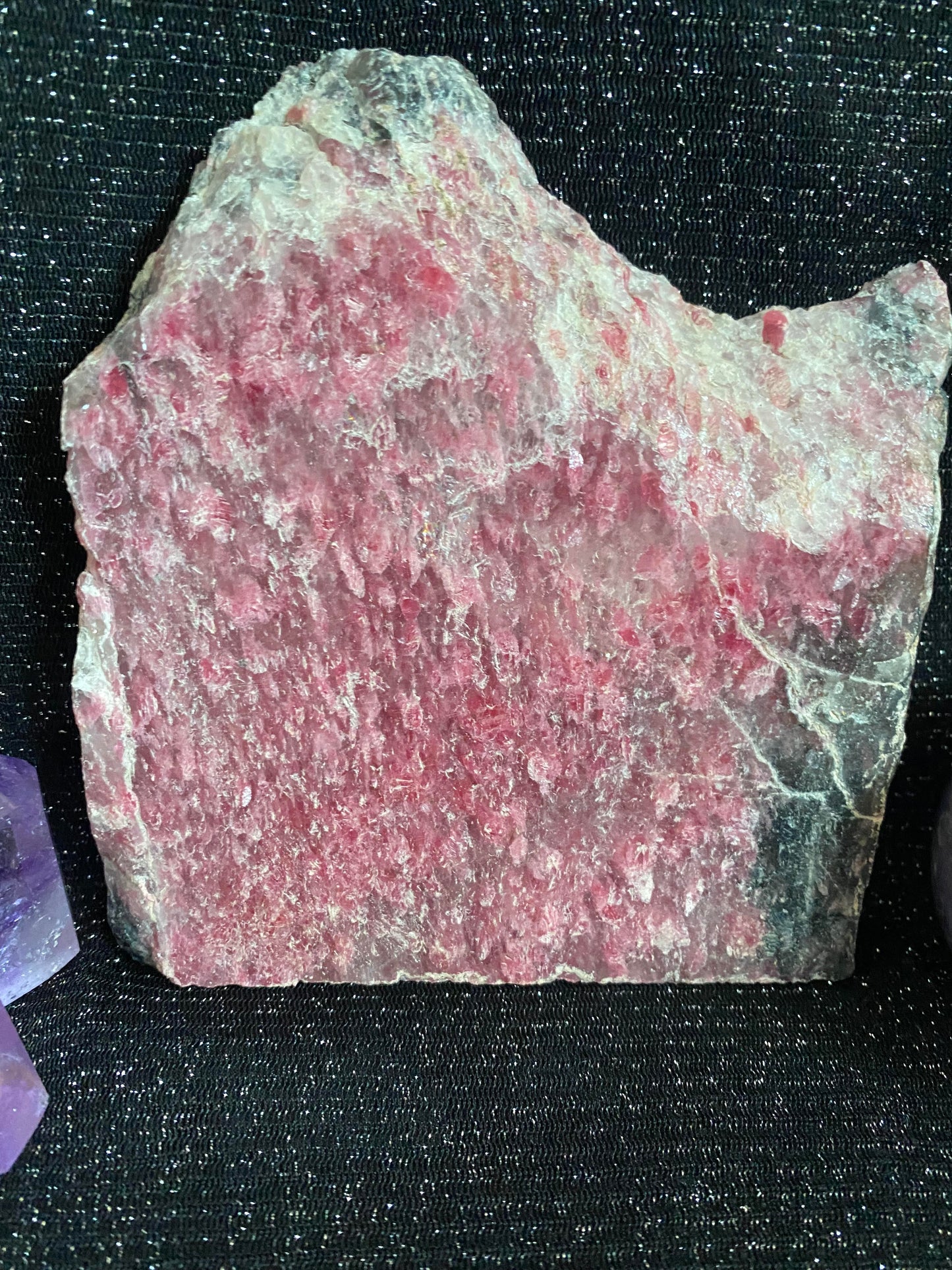 rhodanite pink black tourmaline slab polished natural crystal quartz rock specimen mineral raw Feng Shui crystal shop business Ryde Sydney Australia healing stone